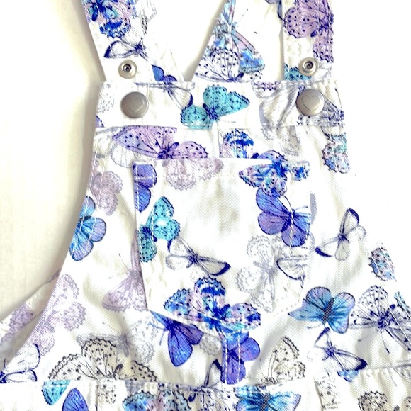 The Children’s Place Toddler Girl Butterfly Denim Short Overalls, Size 3T - Picture 2 of 5